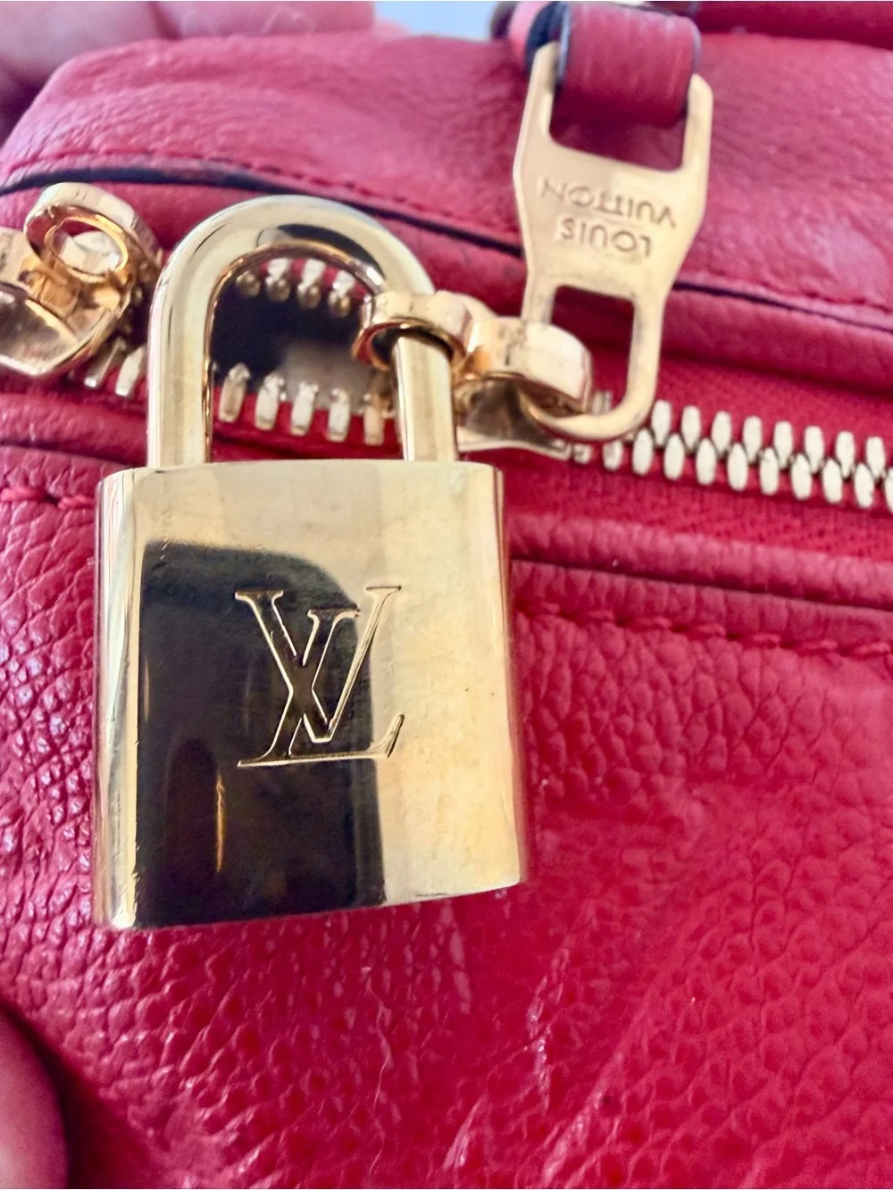 Louis Vuitton Red Empreinte Speedy 25 Bandolier